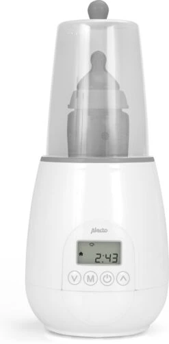 Alecto BW-700 - Snelle Digitale Flessenwarmer 500W Voor Opwarmen, Steriliseren En Ontdooien - Inclusief Stoomkap - Bediening Via Display - Wit -Peuterpaleis Winkel 590x1200