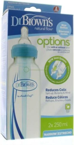 Dr. Brown's Options+ Anti-colic Standaard Fles - 250 Ml - Blauw - Duopack -Peuterpaleis Winkel 614x1200 4