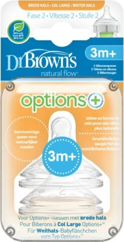 Dr. Brown's Options+ Anti-colic Fles Speen Fase 2 Brede Halsfles (2 St) -Peuterpaleis Winkel 619x1200 2
