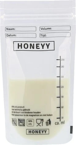 Honeyy - Moedermelk Bewaarzakjes - 150 Stuks - Schenktuit - 220 Ml - Vriezer En Koelkast - Lekvrij - Dubbelwandig - BPA-vrij -Peuterpaleis Winkel 630x1200 3