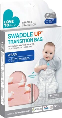 Love To Dream™ Swaddle Up™ Overgangsslaapzak – Medium 6 - 8,5 Kg – 2.5 TOG (16°C- 20°C) – Pink – Fase 2 Uitbakeren -Peuterpaleis Winkel 633x1200 3