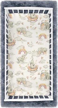 Hoeslaken Ledikant 100% Katoen- Olifant Ontwerp- 60x120 Cm -Peuterpaleis Winkel 642x1200 5