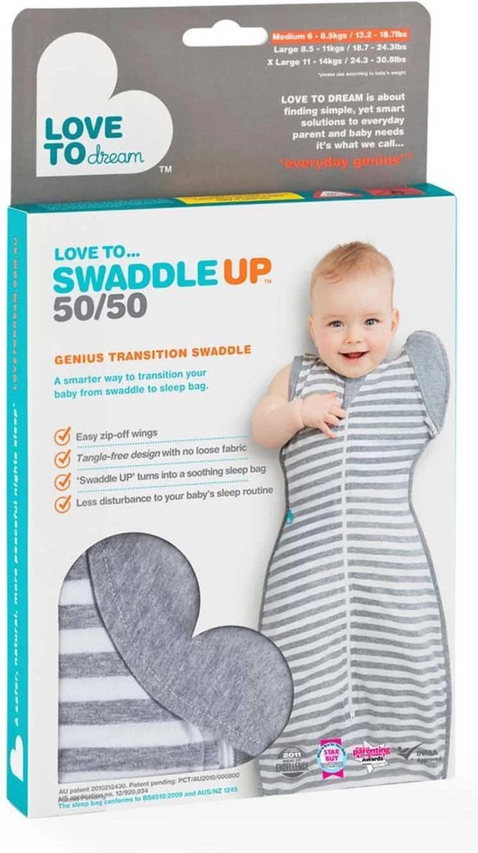 Love To Dream™ Babyslaapzak Swaddle Up™ - Inbakeren Afbouwen - Baby 4-6 Maanden - 11-14 Kg - All Season - Grijs 7 Love To Dream™ Babyslaapzak Swaddle Up™ - Inbakeren Afbouwen - Baby 4-6 Maanden - 11-14 Kg - All Season - Grijs - Afbeelding 5
