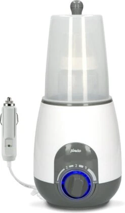 Alecto BW-512 CAR+ - Flessenwarmer 500W - Snelle Opwarming En Sterilisatie Thuis En Onderweg - Geleverd Met 12V Auto Adapter En Stoomkap - Wit