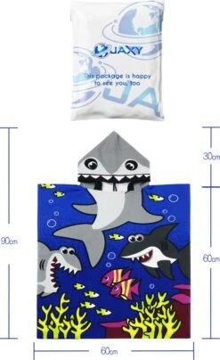 JAXY Badcape Baby - Badcape - Baby Badjas - Omslagdoek - Omslagdoek - Baby Handdoek Met Capuchon - Strandhanddoek - Badponcho - Poncho Handdoek - Microfiber - 60x90cm - Haai Donkerblauw -Peuterpaleis Winkel 733x1200 1