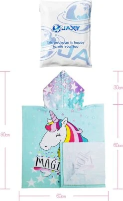 JAXY Badcape Baby - Badcape - Baby Badjas - Omslagdoek - Omslagdoek - Baby Handdoek Met Capuchon - Strandhanddoek - Badponcho - Poncho Handdoek - Microfiber - 60x90cm - Unicorn -Peuterpaleis Winkel 734x1200