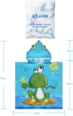 JAXY Badcape Baby - Badcape - Baby Badjas - Omslagdoek - Omslagdoek - Baby Handdoek Met Capuchon - Strandhanddoek - Badponcho - Poncho Handdoek - Microfiber - 60x90cm - Kikker -Peuterpaleis Winkel 751x1200 1