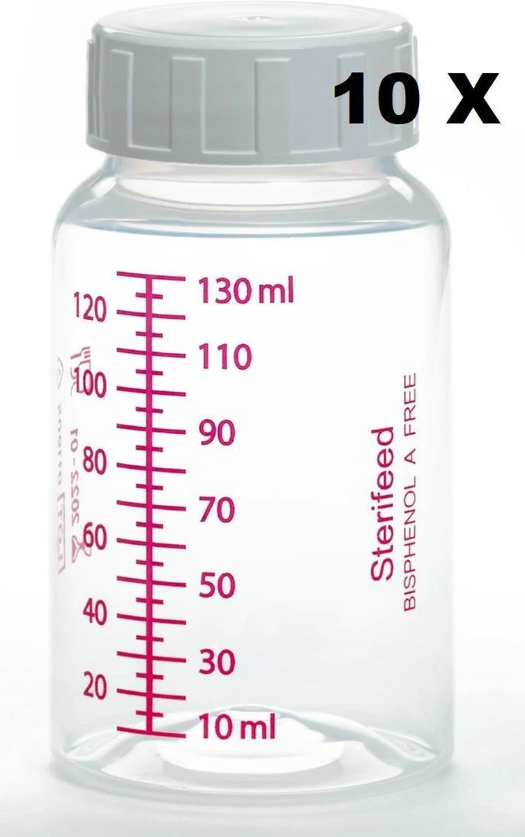 Moedermelk Bewaarflesjes 10 X 130 Ml (herbruikbare Kwaliteit Plastic) Sterifeed 3 Moedermelk Bewaarflesjes 10 X 130 Ml (herbruikbare Kwaliteit Plastic) Sterifeed