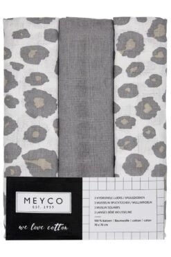 Meyco Panter Hydrofiele Doeken - 3-pack - Neutral/grey - 70x70cm -Peuterpaleis Winkel 799x1200 15
