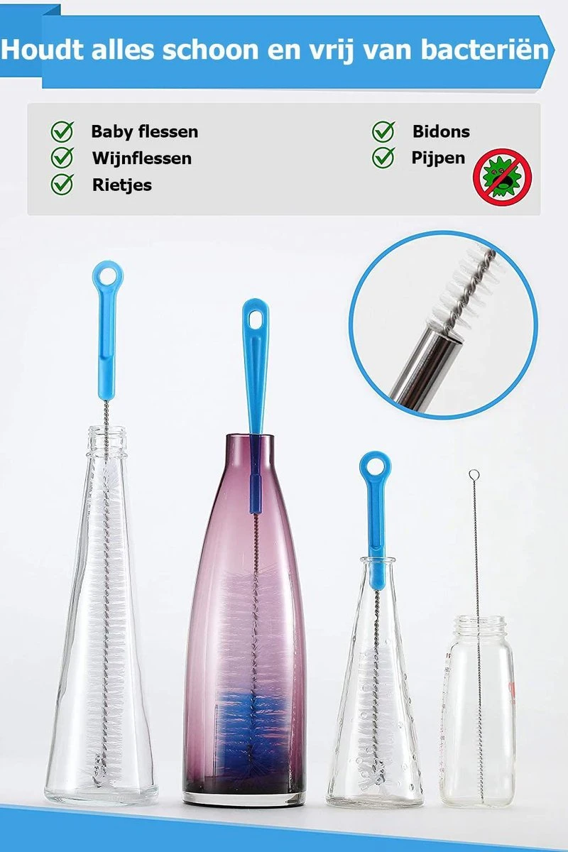 Flessenborstel - Flessenrager - Schoonmaakborstel - Flessenreiniger - 5 Stuks - Kras- En BPA Vrij - Geschikt Voor Alle Oppervlakken 7 Flessenborstel - Flessenrager - Schoonmaakborstel - Flessenreiniger - 5 Stuks - Kras- En BPA Vrij - Geschikt Voor Alle Oppervlakken - Afbeelding 5
