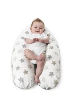 Snoozzz Voedingskussen Zwangerschapskussen Zijslaapkussen - Met Afneembare Hoes Van Katoen En Zachte Microvezel - 185cm - Ster Grijs -Peuterpaleis Winkel 800x1200 132