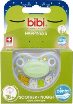 Bibi Happiness Glow In The Dark Dental Fopspeen 16 Maanden Plus Blauw