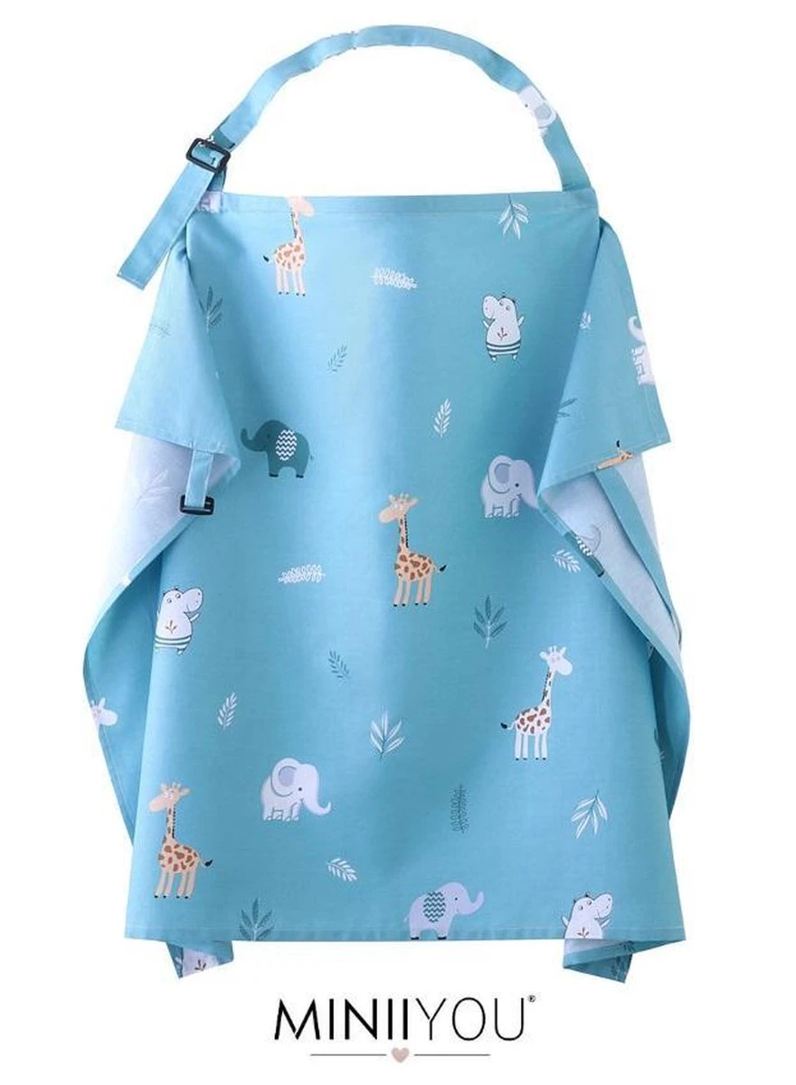 Merkloos MINIIYOU Voedingsdoek - Afschermdoek Tijdens Voeden - Dieren - Blauw - 68 X 93 Cm 4 Merkloos MINIIYOU Voedingsdoek - Afschermdoek Tijdens Voeden - Dieren - Blauw - 68 X 93 Cm - Afbeelding 2