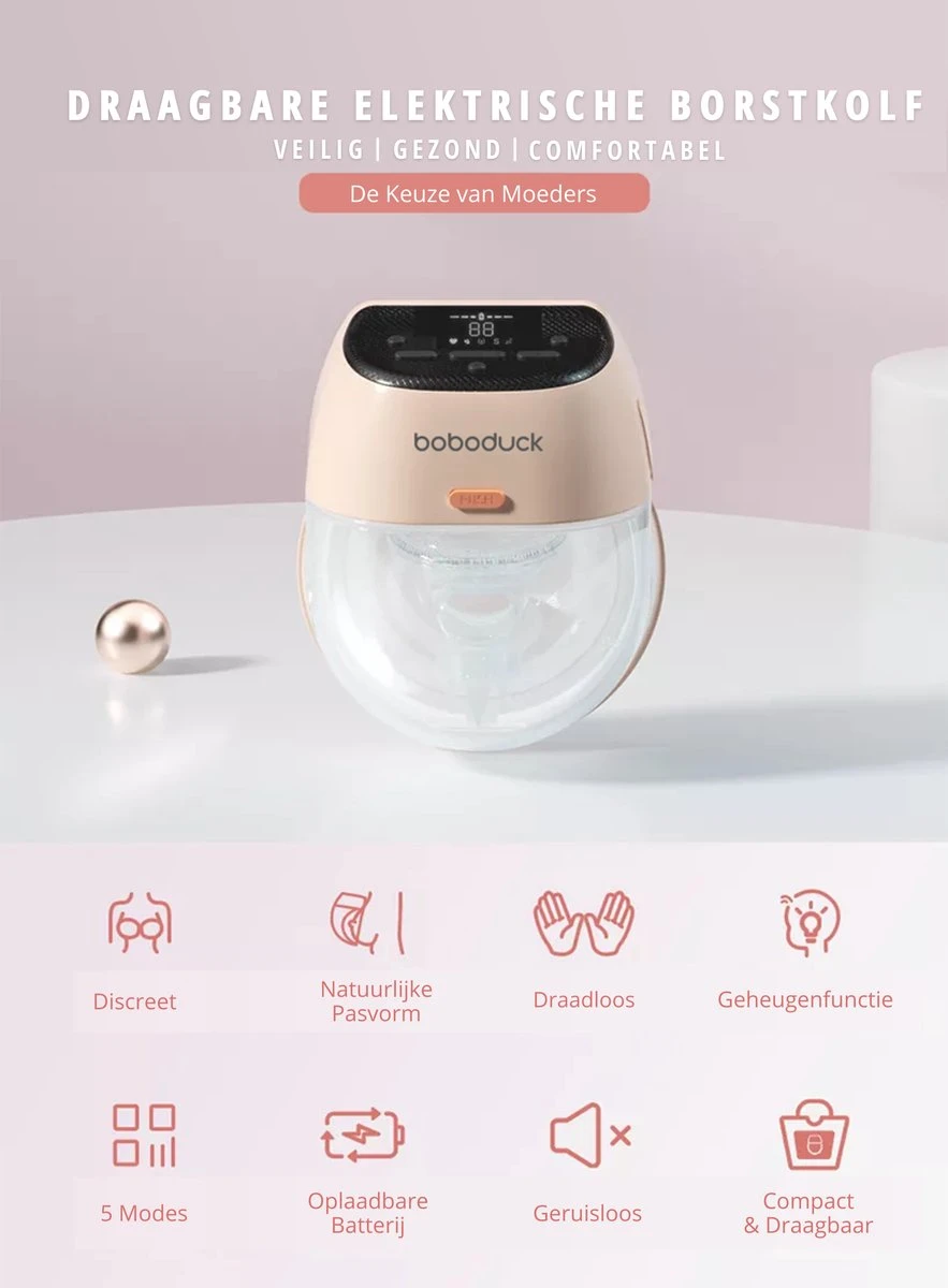 Boboduck - Handsfree Elektrische Draagbare Borstkolf - Borstvoeding - Kolfapparaat - Handkolf - Handsfree - Inclusief Opslagruimte Voor Melk - 200 Ml - BPA Vrij 12 Boboduck - Handsfree Elektrische Draagbare Borstkolf - Borstvoeding - Kolfapparaat - Handkolf - Handsfree - Inclusief Opslagruimte Voor Melk - 200 Ml - BPA Vrij - Afbeelding 10