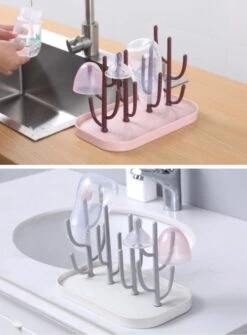 Merkloos Baby Flessen Droogrek - Afdruiprek Met Lekbak - Afwasrek - Baby Flesjes Droogrek - Flessenrek - Kraamcadeau - Baby Cadeau - Blauw -Peuterpaleis Winkel 885x1200 4