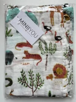 Hydrofiele Doek XL - Baby Inbakerdoek - 120x120 Cm - Safari Dieren -Peuterpaleis Winkel 900x1200 1