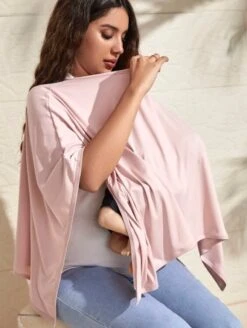 Borstvoeding Poncho/ Borstvoedingsdoek/ Borstvoeding T-shirt/Makkelijk Draagbare En Niet Opvallend Voedingsshirt/Afschermdoek Tijdens Voeden/ Ademende Voedingshoes/54cm X 58 Cm/