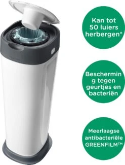 Tommee Tippee Twist & Click XL-luieremmer - Voor Maximaal 60 Luiers - Milieuvriendelijker Systeem - 1 Navulcassette - Duurzaam Geproduceerde Antibacteriële GREENFILM -Peuterpaleis Winkel 911x1200