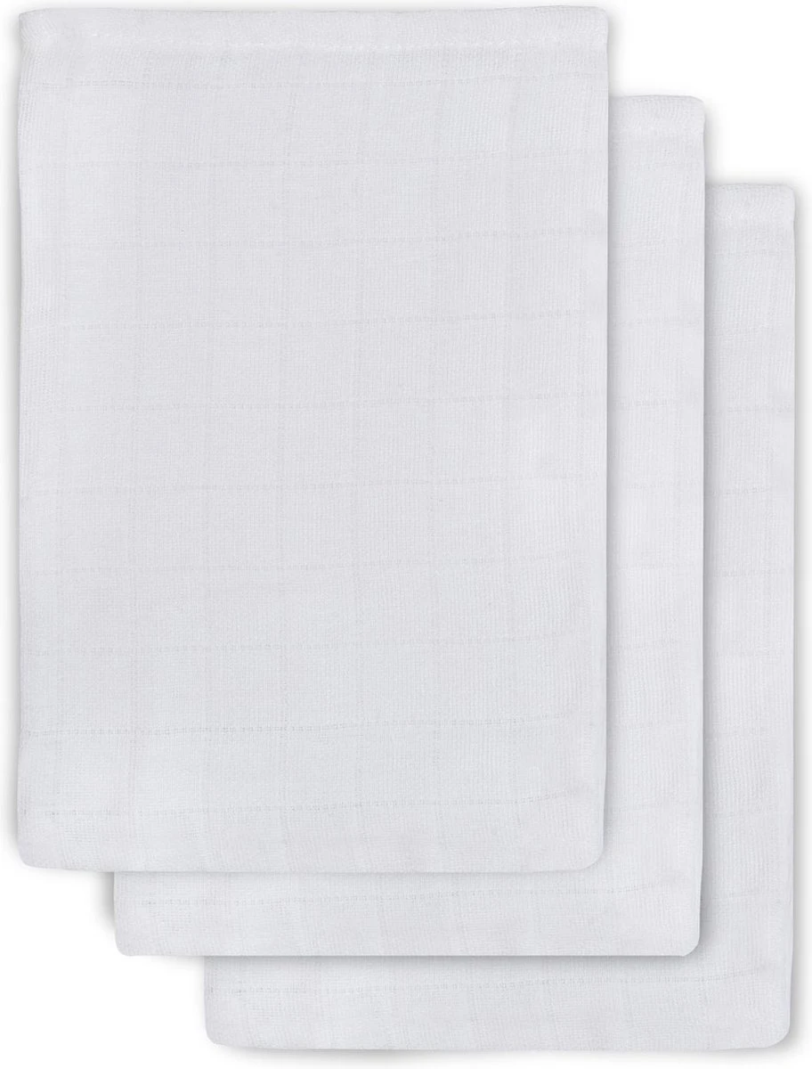 Jollein Baby Hydrofiel Washandje Basic - Wit - 3 Stuks 3 Jollein Baby Hydrofiel Washandje Basic - Wit - 3 Stuks
