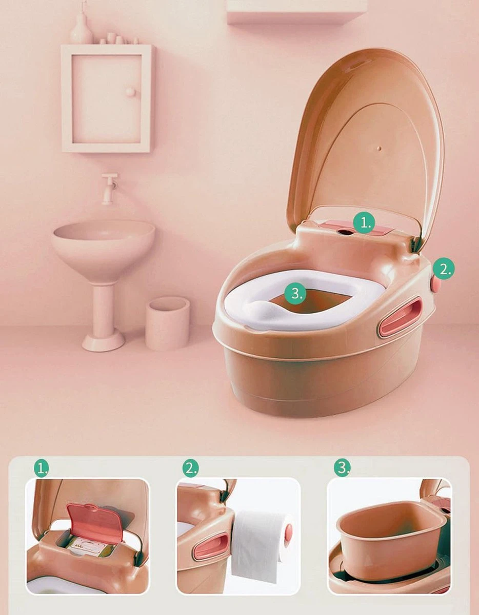Housie 3-in-1 Plaspotje – Plaspotje Kind – Potje Peuter – Potje Met Deksel – WC Potje Peuter – WC Verkleiner – Opstapje - Roze 4 Housie 3-in-1 Plaspotje – Plaspotje Kind – Potje Peuter – Potje Met Deksel – WC Potje Peuter – WC Verkleiner – Opstapje - Roze - Afbeelding 2