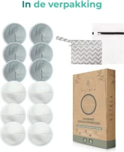 Nutrea – Wasbare Zoogcompressen – Herbruikbare Borstcompressen – 12 Stuks - ø12cm - Met Opbergzakje En Waszakje -Peuterpaleis Winkel 978x1200 3