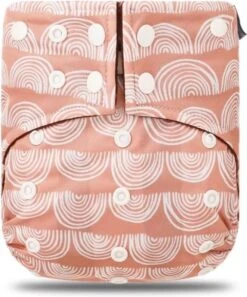 BonBini´s Luiers - Wasbare Luier Salmon Rainbow 3-15 Kg - Luierbroekje - Dubbele Antilek Preventie - Zwemluier Drukknoopjes En Verstelbaar Maat S, M, L Maat 1 T/m 5